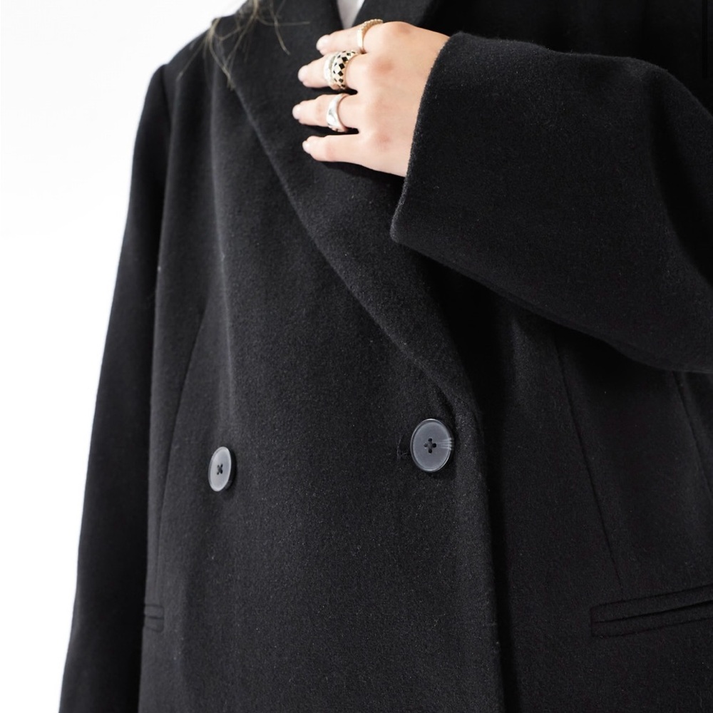 BRAND NEW ASOS DESIGN Strong Shoulder Dad Coat in Black Size 6 NWT 2025